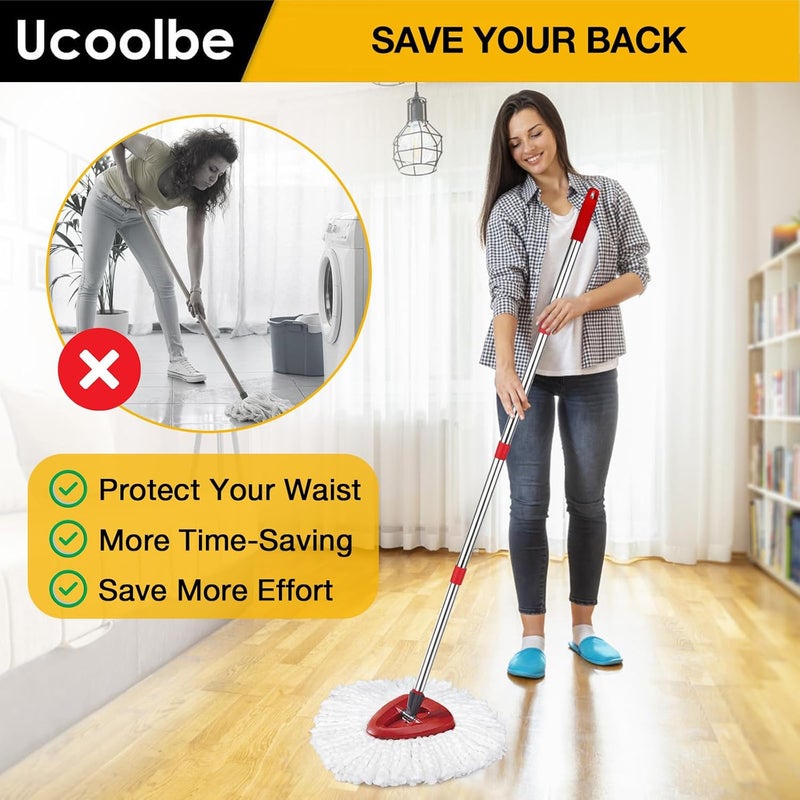 Ucoolbe Spin Mop Replacement Handle for O-Cedar, 4-Section 30" to 58" Mop Stick Compatible with O-Cedar Spin Mop & Bucket System，EasyWring Mop Handle for Floor Cleaning, Mop Head & Base not Include - Image 5
